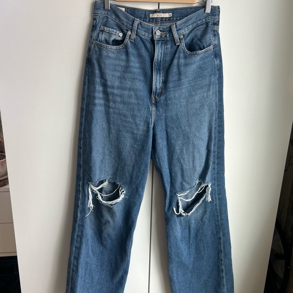 Levi's Blue Distressed Flare Jeans